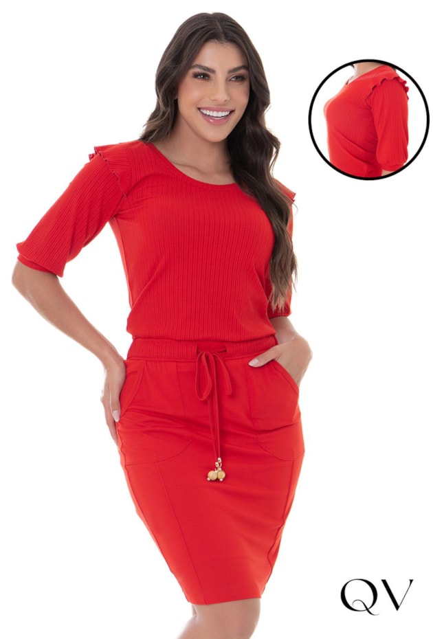 VESTIDO MALHA TUBINHO VERMELHO - HAPUK