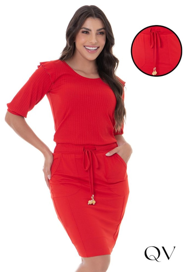 VESTIDO MALHA TUBINHO VERMELHO - HAPUK