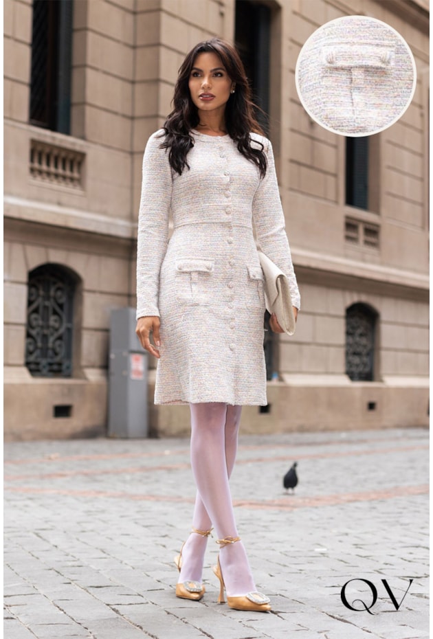 VESTIDO MALHA TWEED COLORIDO - JANY PIM VESTIDO MALHA TWEED COLORIDO - JANY PIM