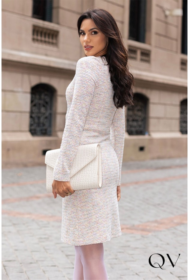 VESTIDO MALHA TWEED COLORIDO - JANY PIM VESTIDO MALHA TWEED COLORIDO - JANY PIM