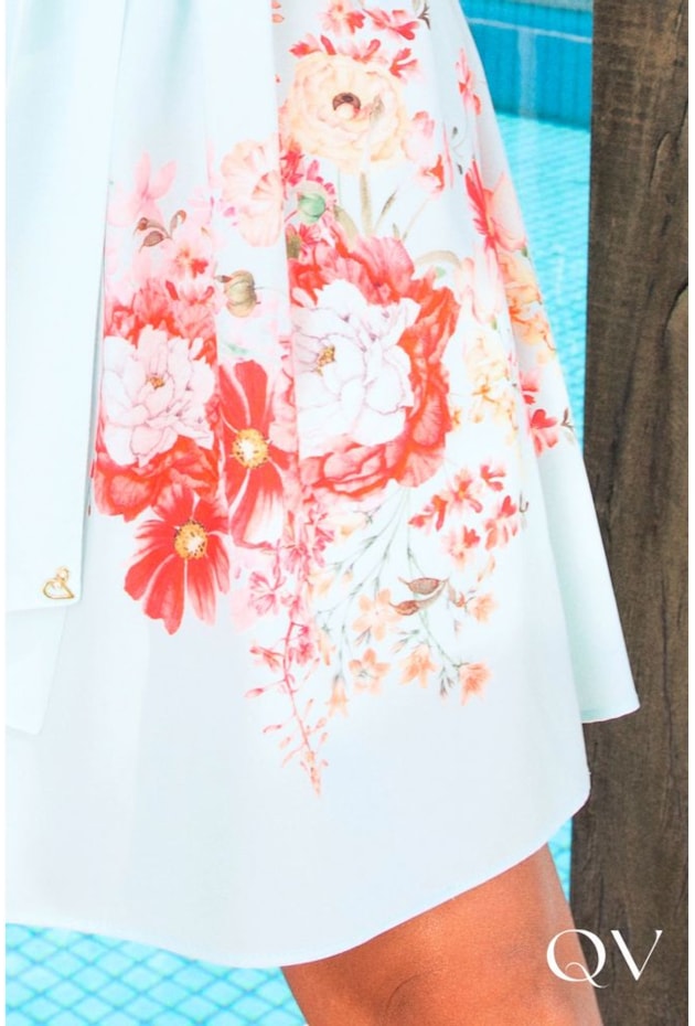 VESTIDO MANGA BALONÊ FLORAL AZUL - JANY PIM VESTIDO MANGA BALONÊ FLORAL AZUL - JANY PIM