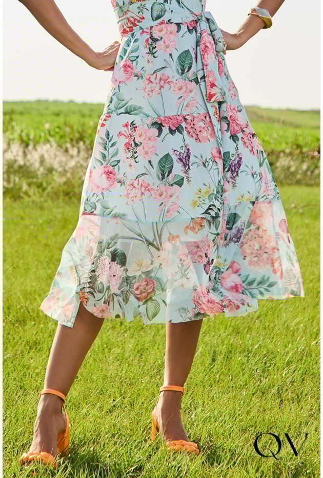 VESTIDO MANGAS BABADO FLORAL AZUL - JANY PIM VESTIDO MANGAS BABADO FLORAL AZUL - JANY PIM