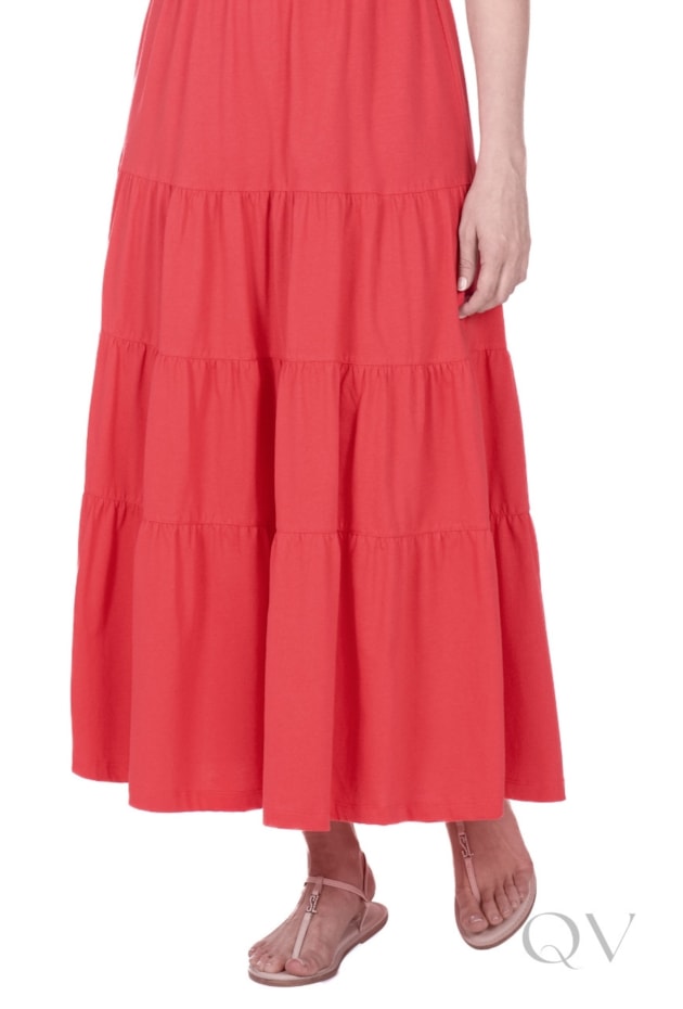 VESTIDO MAX MIDI COM BOLSO FRONTAL EM MALHA DE ALGODÃO CORAL - HAPUK