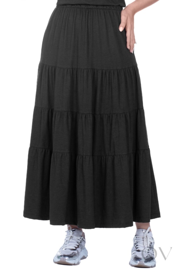 VESTIDO MAX MIDI COM BOLSO FRONTAL EM MALHA DE ALGODÃO PRETO - HAPUK