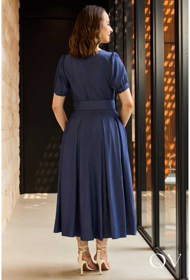 VESTIDO MAX MIDI EM JEANS AZUL - JANY PIM VESTIDO MAX MIDI EM JEANS AZUL - JANY PIM