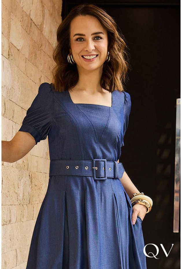 VESTIDO MAX MIDI EM JEANS AZUL - JANY PIM VESTIDO MAX MIDI EM JEANS AZUL - JANY PIM