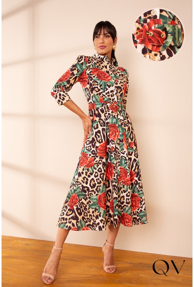 VESTIDO MAXI MIDI ANIMAL PRINT FLORAL - LEKAZIS