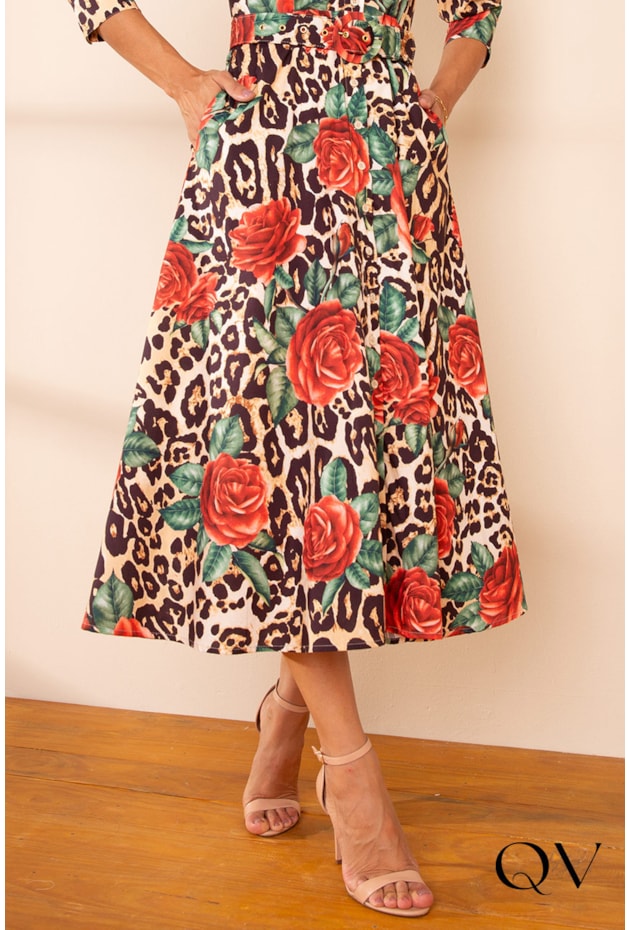 VESTIDO MAXI MIDI ANIMAL PRINT FLORAL - LEKAZIS