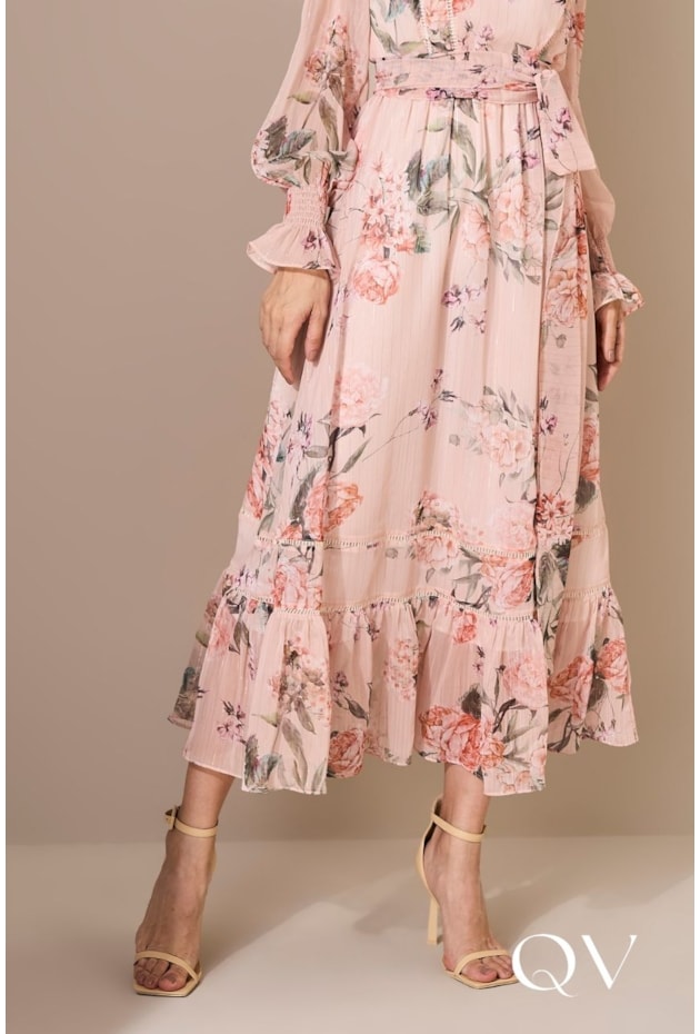 VESTIDO MAXI MIDI CHIFFON ESTAMPA FLORAL - JANY PIM