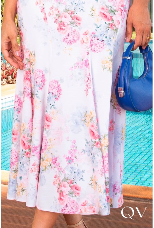 VESTIDO MAXI MIDI DECOTE V FLORAL - JANY PIM VESTIDO MAXI MIDI DECOTE V FLORAL - JANY PIM