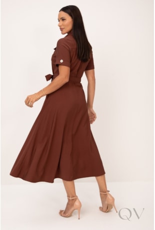 VESTIDO MAXI MIDI EM ALFAIATARIA TRUFA - LEKAZIS