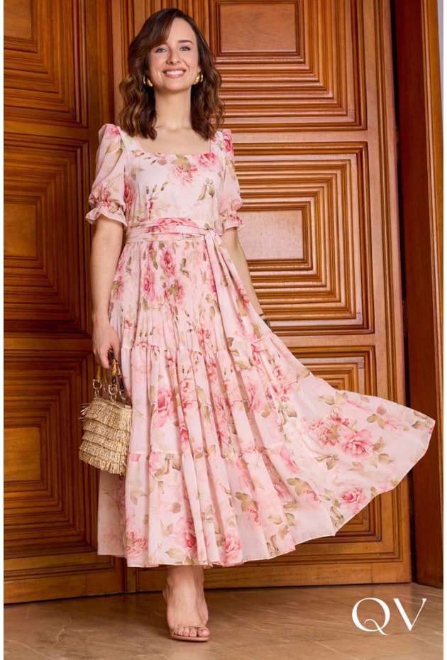 VESTIDO MAXI MIDI EM CHIFFON ESTAMPADO - JANY PIM