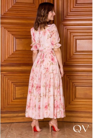 VESTIDO MAXI MIDI EM CHIFFON ESTAMPADO - JANY PIM