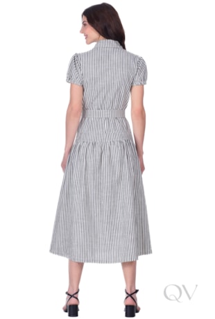 VESTIDO MAXI MIDI EM JEANS LISTRADO PRETO - HAPUK