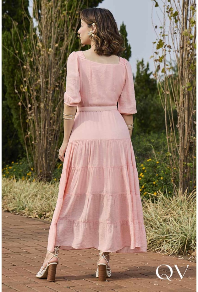 VESTIDO MAXI MIDI EM VISCOSE ROSA - JANY PIM