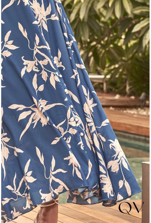 VESTIDO MAXI MIDI ESTAMPA FLORAL AZUL - TITANIUM JEANS VESTIDO MAXI MIDI ESTAMPA FLORAL AZUL - TITANIUM JEANS