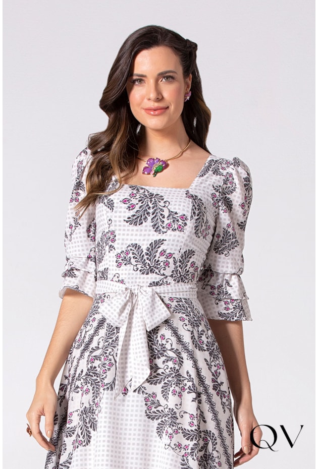 VESTIDO MAXI MIDI ESTAMPADO FOLHAGENS - LAURA ROSA VESTIDO MAXI MIDI ESTAMPADO FOLHAGENS - LAURA ROSA