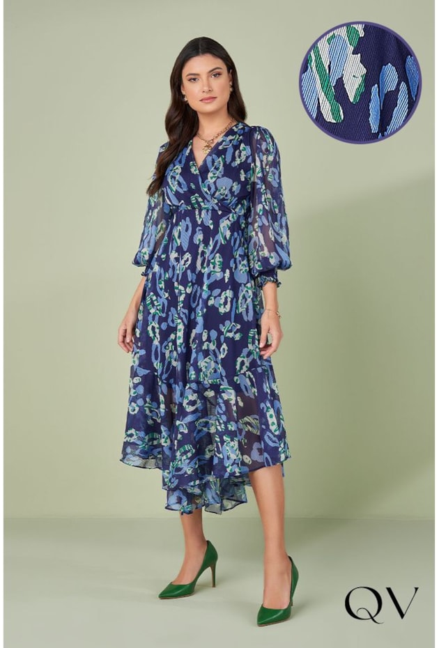 VESTIDO MAXI MIDI ESTAMPADO MARINHO - TITANIUM JEANS VESTIDO MAXI MIDI ESTAMPADO MARINHO - TITANIUM JEANS