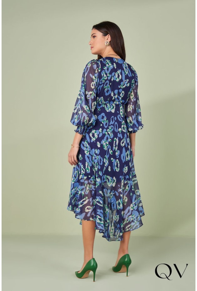 VESTIDO MAXI MIDI ESTAMPADO MARINHO - TITANIUM JEANS VESTIDO MAXI MIDI ESTAMPADO MARINHO - TITANIUM JEANS