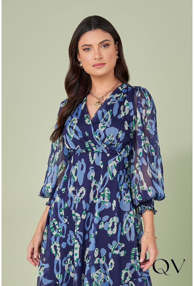 VESTIDO MAXI MIDI ESTAMPADO MARINHO - TITANIUM JEANS VESTIDO MAXI MIDI ESTAMPADO MARINHO - TITANIUM JEANS
