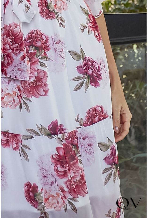 VESTIDO MAXI MIDI FLORAL OFF WHITE - JANY PIM