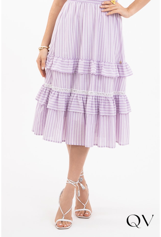 VESTIDO MAXI MIDI LISTRADO LILÁS - VIA TOLENTINO VESTIDO MAXI MIDI LISTRADO LILÁS - VIA TOLENTINO