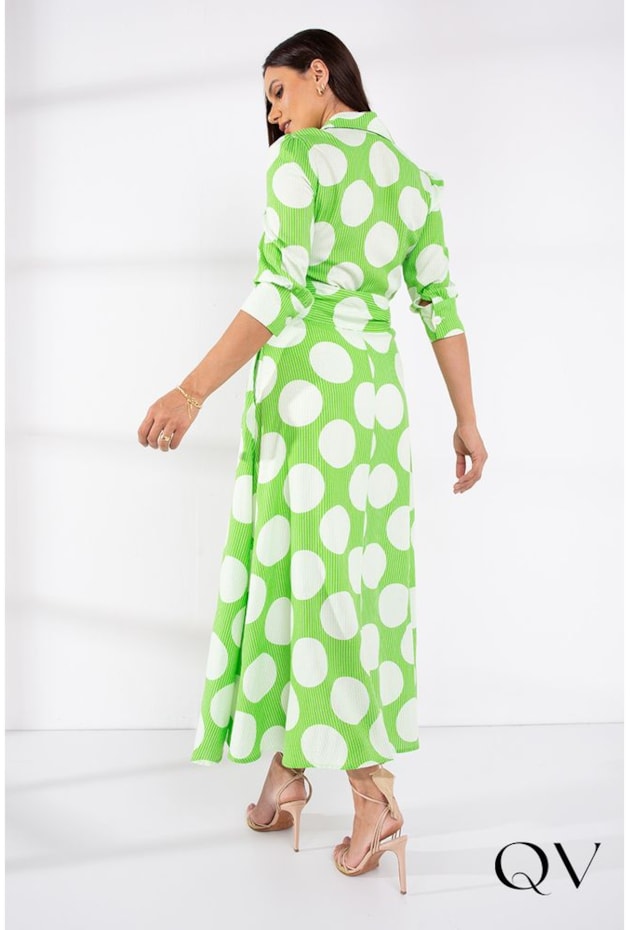 VESTIDO MAXI MIDI POÁ E LISTRAS VERDE - LEKAZIS VESTIDO MAXI MIDI POÁ E LISTRAS VERDE - LEKAZIS