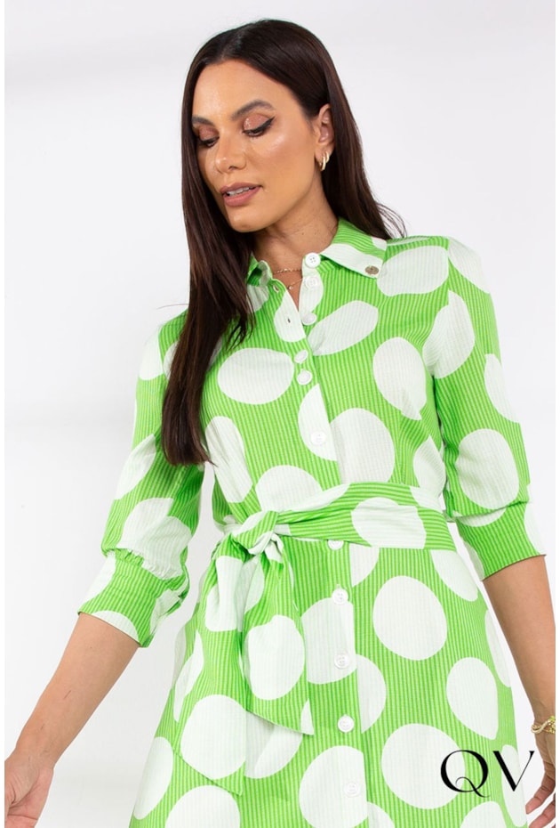 VESTIDO MAXI MIDI POÁ E LISTRAS VERDE - LEKAZIS VESTIDO MAXI MIDI POÁ E LISTRAS VERDE - LEKAZIS