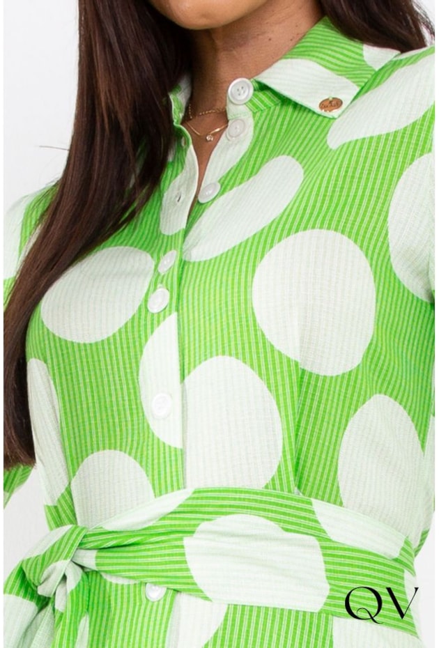 VESTIDO MAXI MIDI POÁ E LISTRAS VERDE - LEKAZIS VESTIDO MAXI MIDI POÁ E LISTRAS VERDE - LEKAZIS