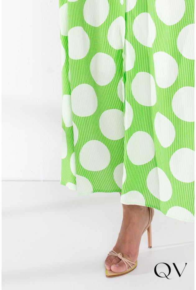 VESTIDO MAXI MIDI POÁ E LISTRAS VERDE - LEKAZIS VESTIDO MAXI MIDI POÁ E LISTRAS VERDE - LEKAZIS