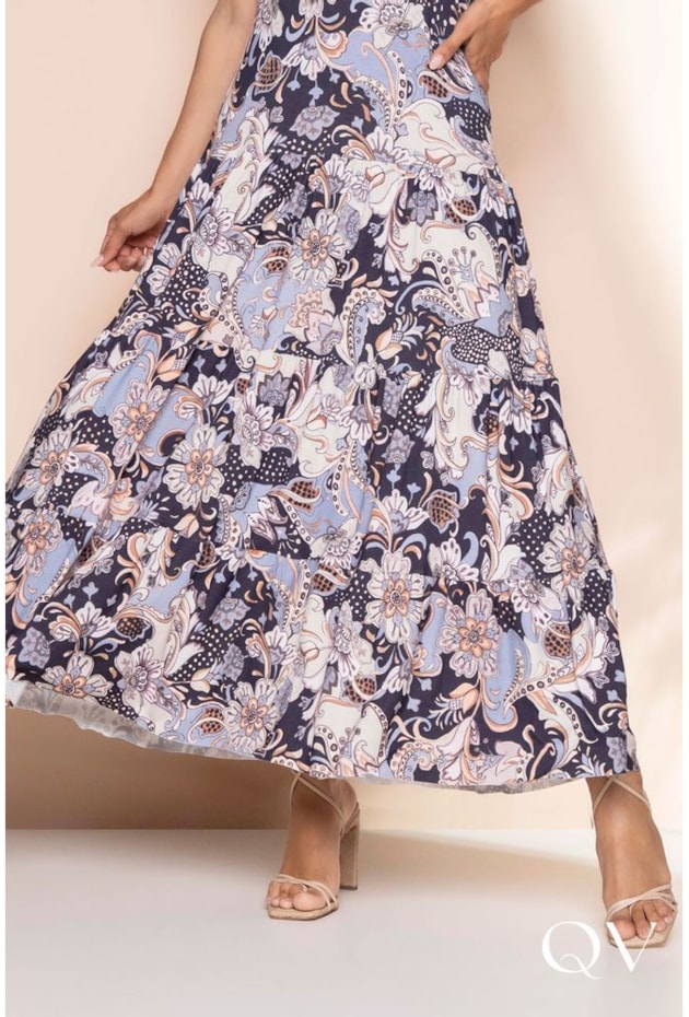 VESTIDO MAXI MIDI TRÊS MARIAS FLORAL AZUL - LEKAZIS VESTIDO MAXI MIDI TRÊS MARIAS FLORAL AZUL - LEKAZIS