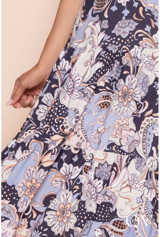 VESTIDO MAXI MIDI TRÊS MARIAS FLORAL AZUL - LEKAZIS VESTIDO MAXI MIDI TRÊS MARIAS FLORAL AZUL - LEKAZIS