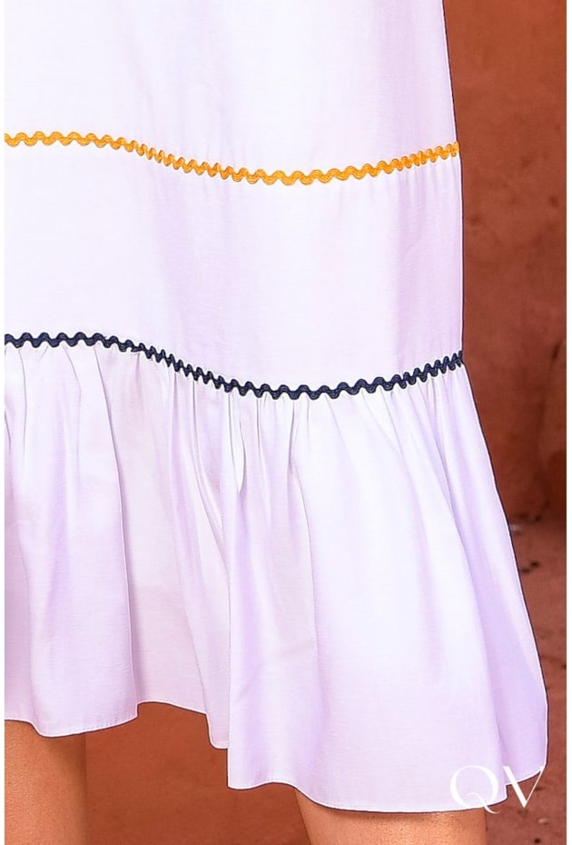 VESTIDO MIDI ALFAIATARIA COM BORDADO SIANINHA BRANCO - LUZIA FAZZOLLI