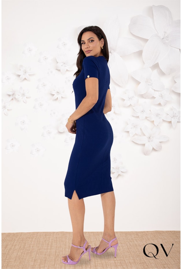 VESTIDO MIDI CANELADO MARINHO - LEKAZIS VESTIDO MIDI CANELADO MARINHO - LEKAZIS