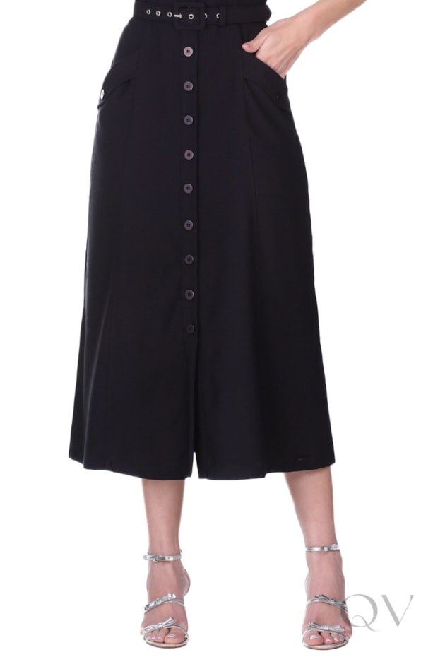 VESTIDO MIDI CHEMISE EM TECIDO PLANO COM CINTO PRETO - HAPUK