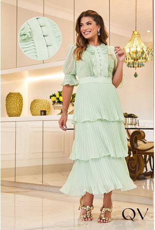 Vestido Midi com Jogo de Cores - Verde - CORA CANELA - Ponto Celeste - Moda  Feminina Evangélica, Executiva e Casual