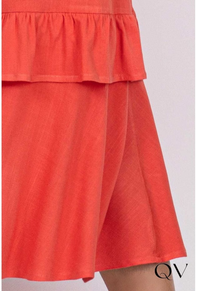 VESTIDO MIDI COM BABADOS LARANJA - VIA TOLENTINO