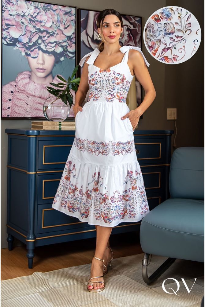 Vestido cheap estampado branco