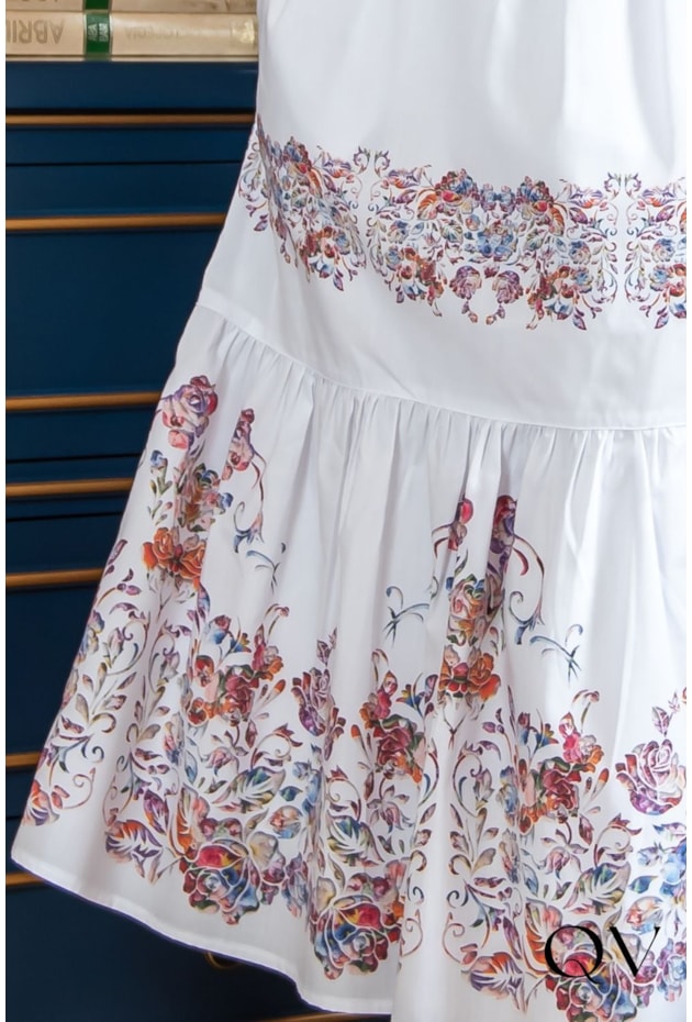 VESTIDO MIDI COM LAÇO ESTAMPADO BRANCO - LUZIA FAZZOLLI