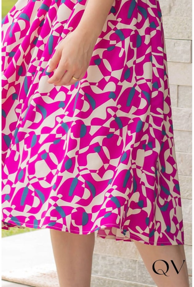 VESTIDO MIDI COM LASTÉX ESTAMPADO PINK - VALENTINA SIRRAH