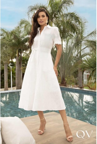 VESTIDO MIDI DE LAISE OFF WHITE - LEKAZIS