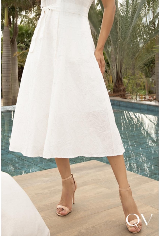 VESTIDO MIDI DE LAISE OFF WHITE - LEKAZIS