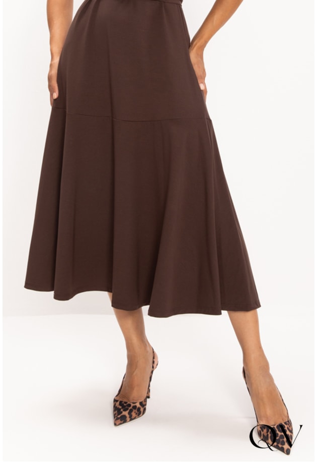 VESTIDO MIDI DE MALHA MOLETINHO MARROM - LEKAZIS