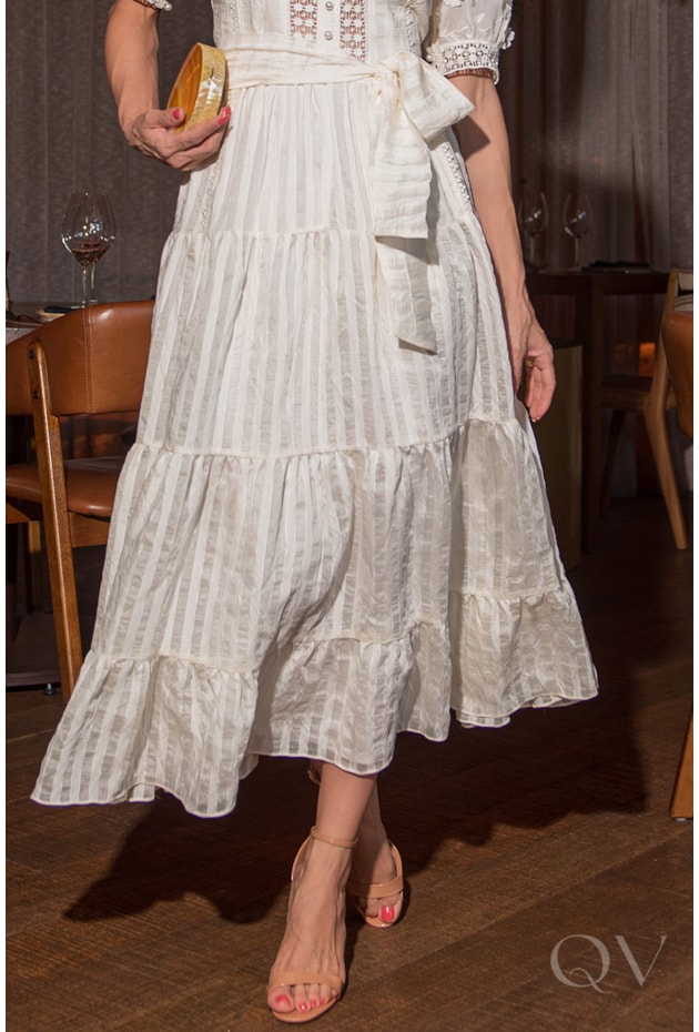 VESTIDO MIDI EM CHIFFON COMPOSÊ OFF WHITE - LUZIA FAZZOLLI