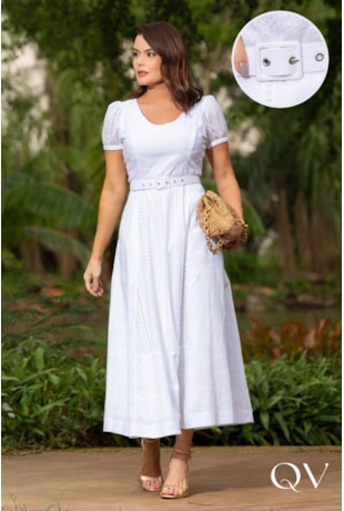 VESTIDO MIDI EM LAISE COMPOSE BRANCO - LUZIA FAZZOLLI