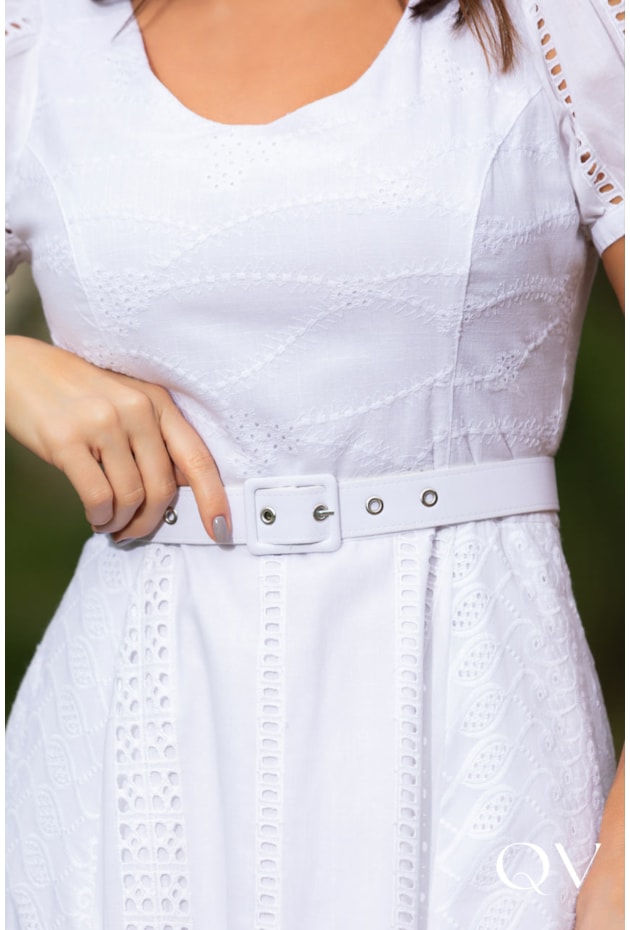 VESTIDO MIDI EM LAISE COMPOSE BRANCO - LUZIA FAZZOLLI