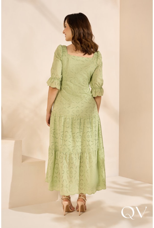 VESTIDO MIDI EM LAISE VERDE CLARO - JANY PIM