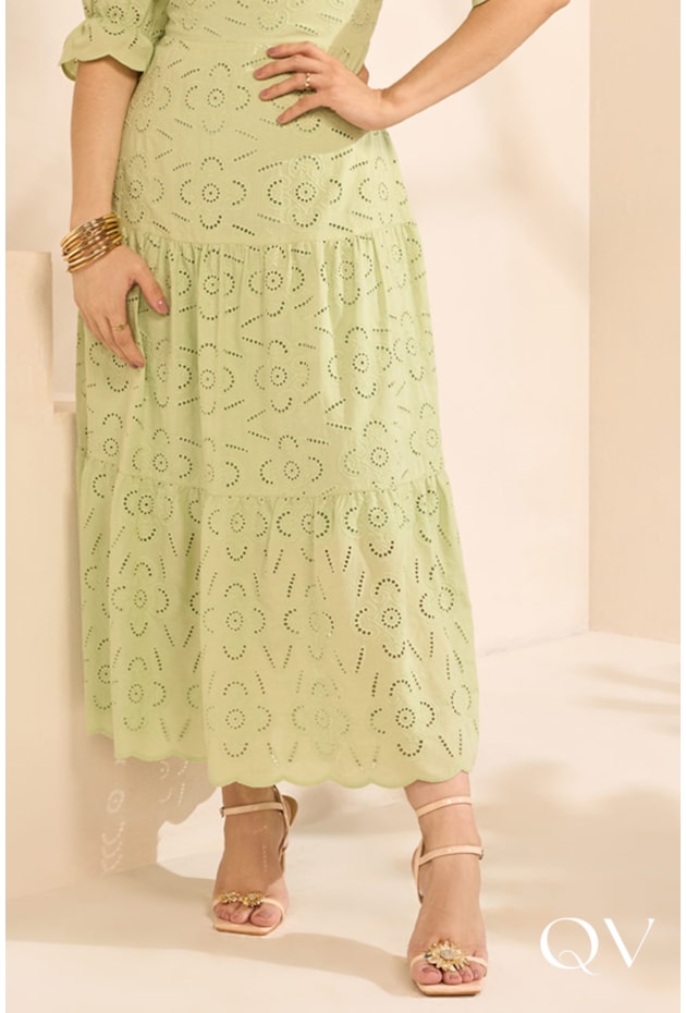 VESTIDO MIDI EM LAISE VERDE CLARO - JANY PIM