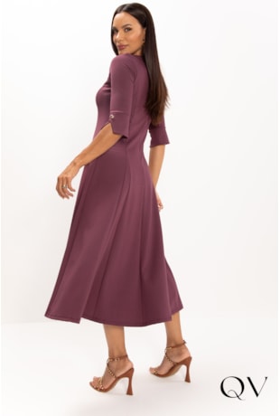 VESTIDO MIDI EM MALHA PONTO ROMA VINHO - LEKAZIS VESTIDO MIDI EM MALHA PONTO ROMA VINHO - LEKAZIS