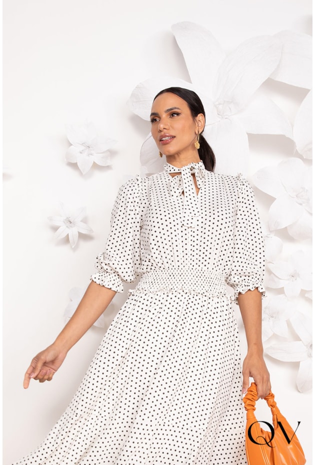 VESTIDO MIDI EM POÁS CRU - LEKAZIS VESTIDO MIDI EM POÁS CRU - LEKAZIS